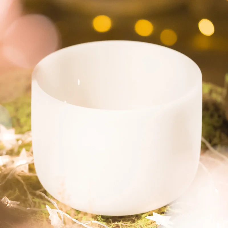 White Frosted Crystal Singing Bowl-ToShay.org
