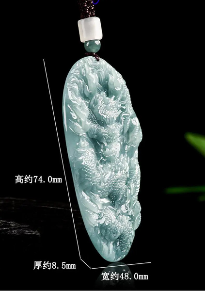 Blue Jadeite Dragon Pendant-ToShay.org