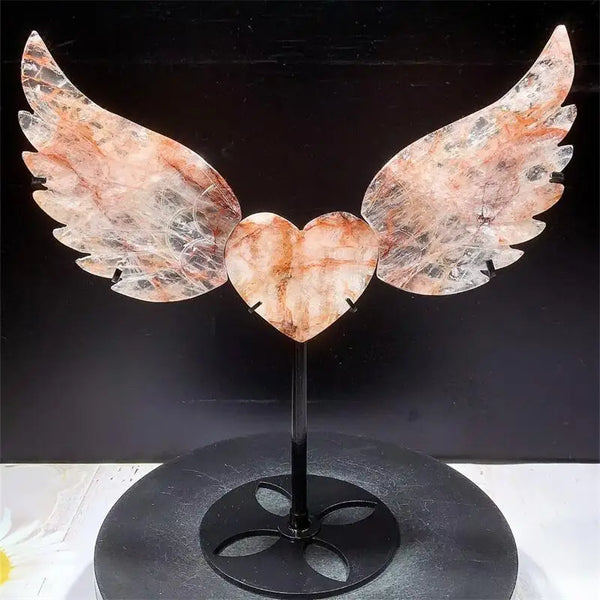 Red Fire Quartz Heart Angel Wing-ToShay.org