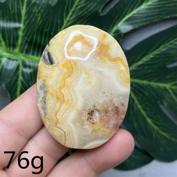 Yellow Crazy Agate Palm Stone-ToShay.org