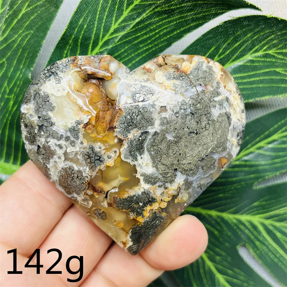 Yellow Chalcopyrite Agate Heart-ToShay.org