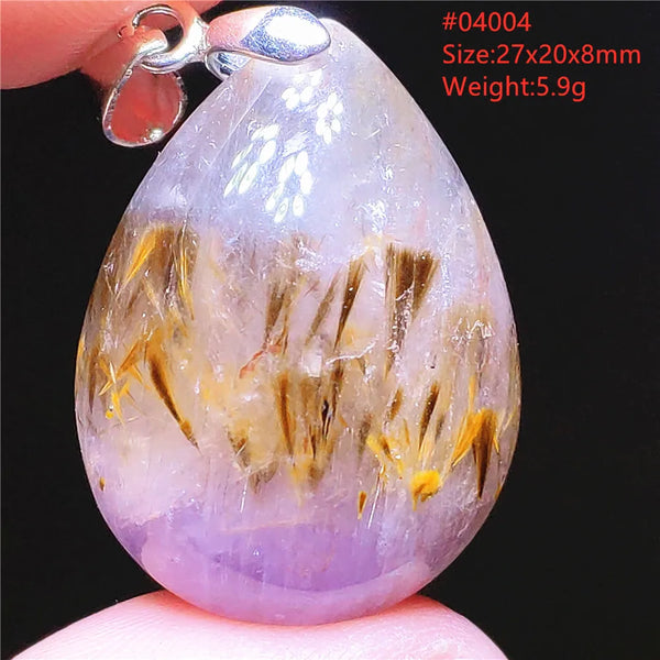 Purple Rutilated Auralite Pendant-ToShay.org