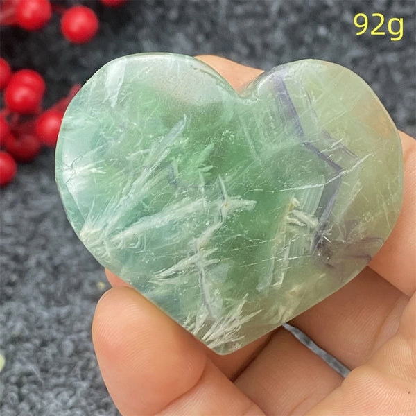 Green Feather Fluorite Heart-ToShay.org
