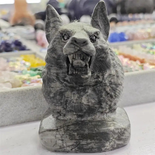 Black Network Stone Wolf Head-ToShay.org