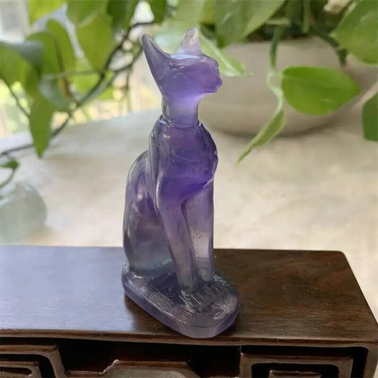 Purple Fluorite Cat Statues-ToShay.org