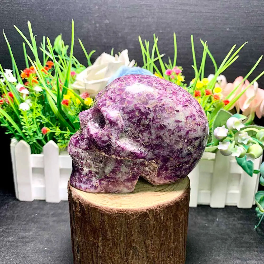 1PC Natural Purple mica Skull Divination Healing Energy Crystal Festival Gifts FengShui Meditation Home Collection Decoration-ToShay.org