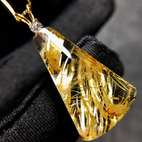 Gold Rutilated Quartz Pendant-ToShay.org