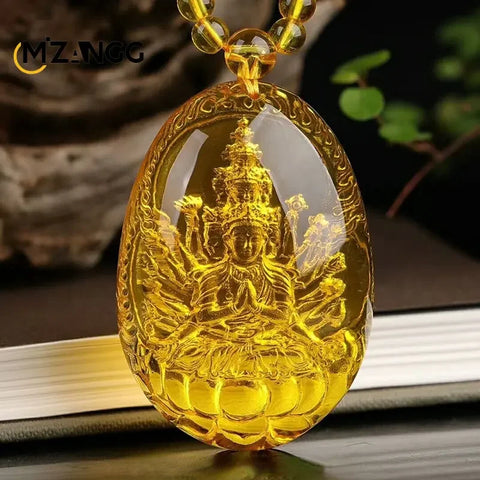 Gold Amber Buddha Pendant-ToShay.org