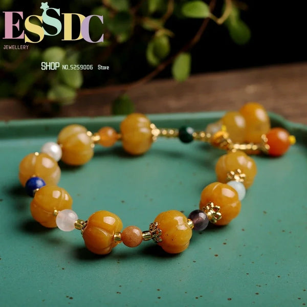 Gold Jade Pumpkin Bead-ToShay.org