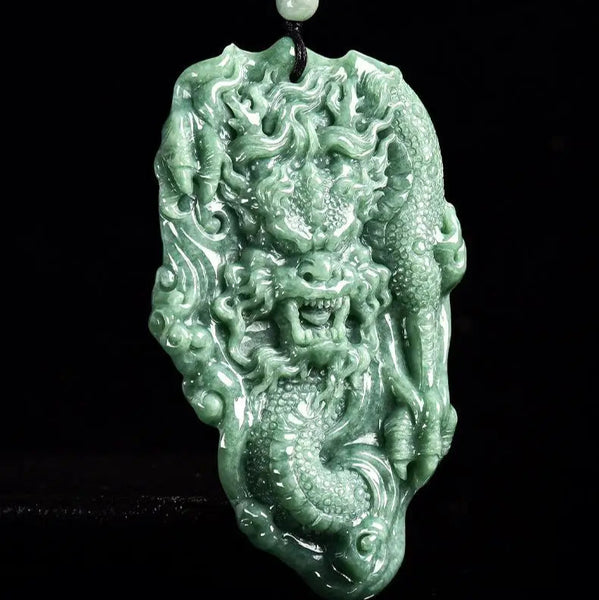 Green Jadeite Dragon Pendant-ToShay.org