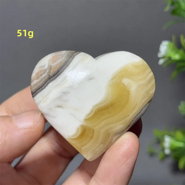 Black Yellow Stripe Calcite Heart-ToShay.org