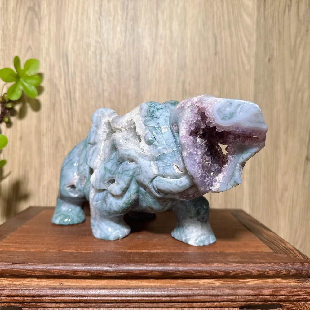 Green Moss Agate Amethyst Elephant-ToShay.org