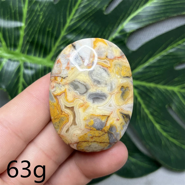 Yellow Crazy Agate Palm Stone-ToShay.org