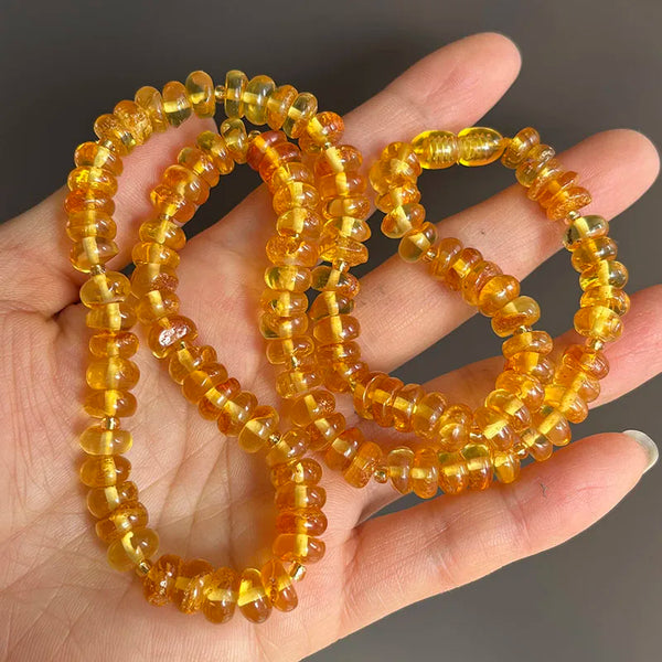 Yellow Amber Bead Necklace-ToShay.org