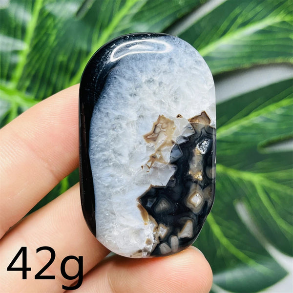 Black White Agate Palm Stone-ToShay.org