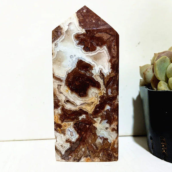 Red Lace Agate Crystal Tower-ToShay.org