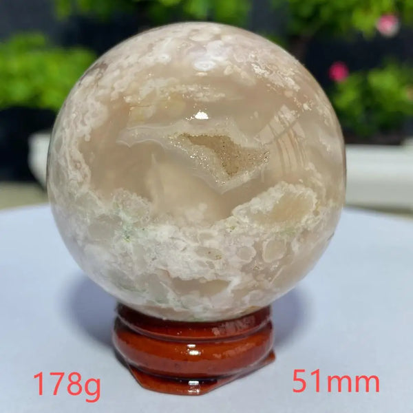 Pink Cherry Blossom Agate Ball-ToShay.org