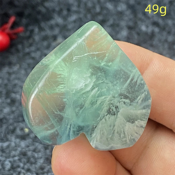 Green Feather Fluorite Heart-ToShay.org