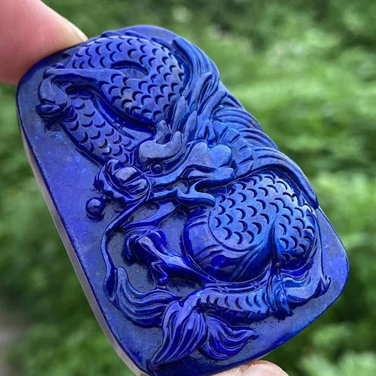 Blue Lapis Lazuli Dragon Pendant-ToShay.org