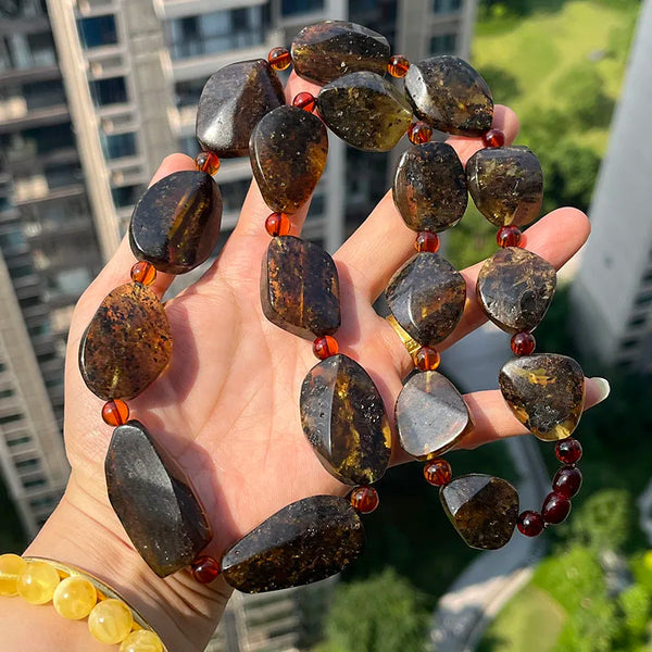 Yellow Amber Bead Necklace-ToShay.org