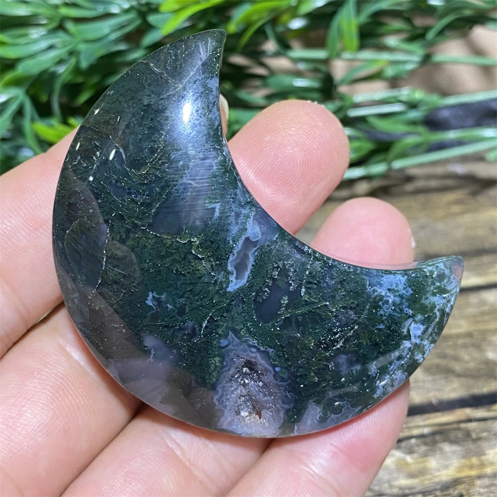 Green Moss Agate Moon-ToShay.org