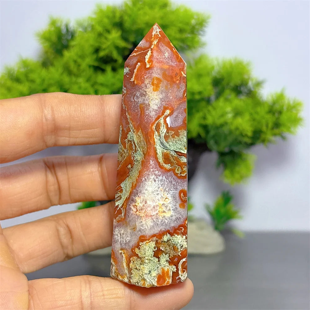 Red Green Moss Agate Point-ToShay.org