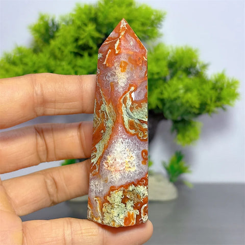 Red Green Moss Agate Point-ToShay.org