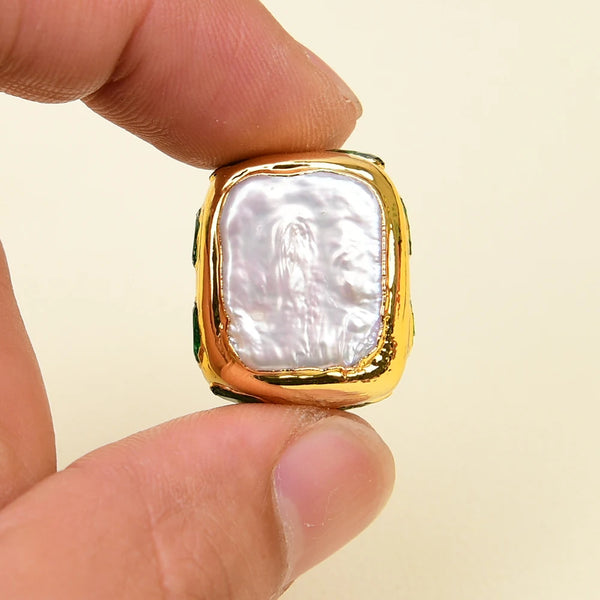 White Pearl Bezel Beads-ToShay.org