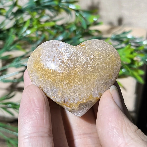 Yellow Hair Agate Heart-ToShay.org