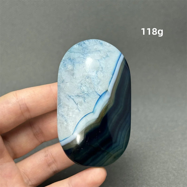 Blue Agate Palm Stone-ToShay.org