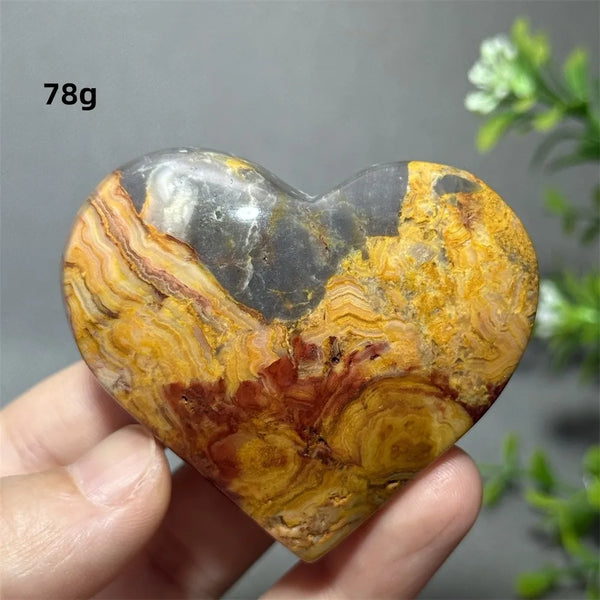 Yellow Crazy Agate Heart-ToShay.org