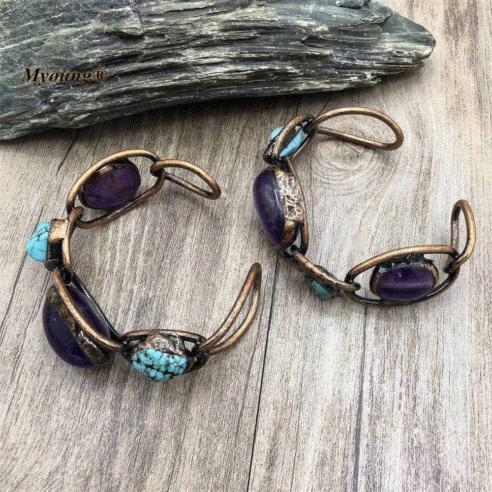 Purple Amethyst Cuff Bracelets-ToShay.org