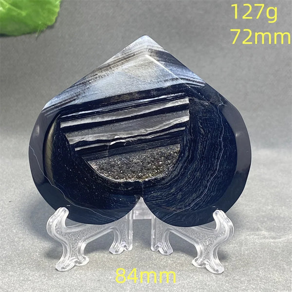 Black Agate Geode Heart-ToShay.org