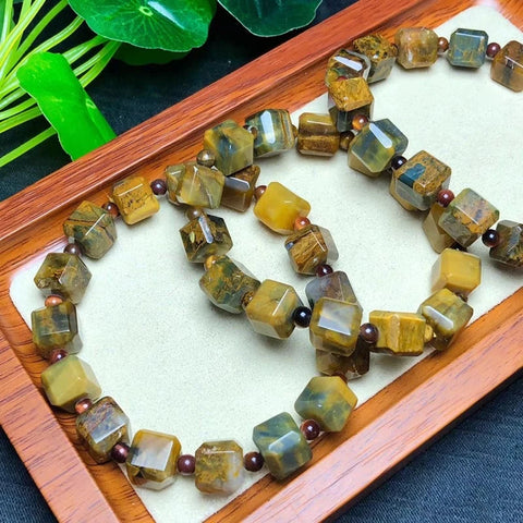 Yellow Pietersite Cube Bracelet-ToShay.org