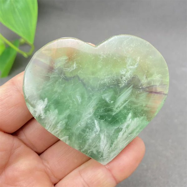 Green Feather Fluorite Heart-ToShay.org