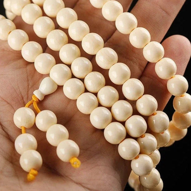 White Camel Bone Bead Mala-ToShay.org