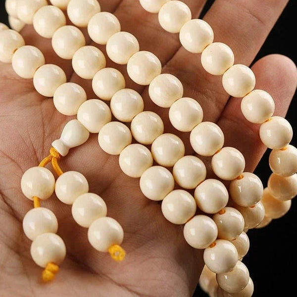 White Camel Bone Bead Mala-ToShay.org