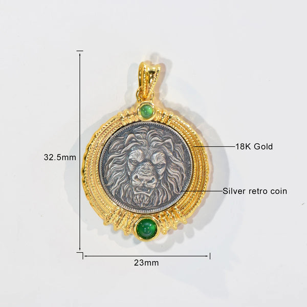 Gold Lion Head Coin Pendant-ToShay.org