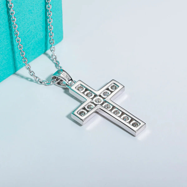 Silver Diamond Cross Pendant-ToShay.org