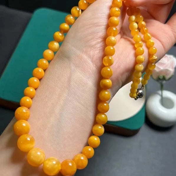 Yellow Amber Bead Necklace-ToShay.org