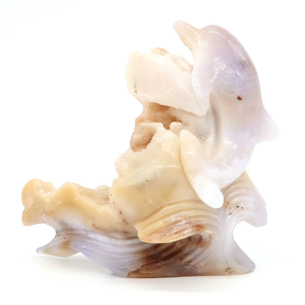 Grey Agate Chalcedony Dolphin-ToShay.org