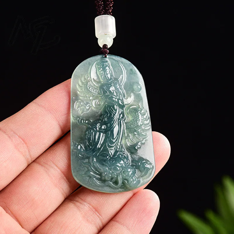 Blue Jade Dragon Pendant-ToShay.org