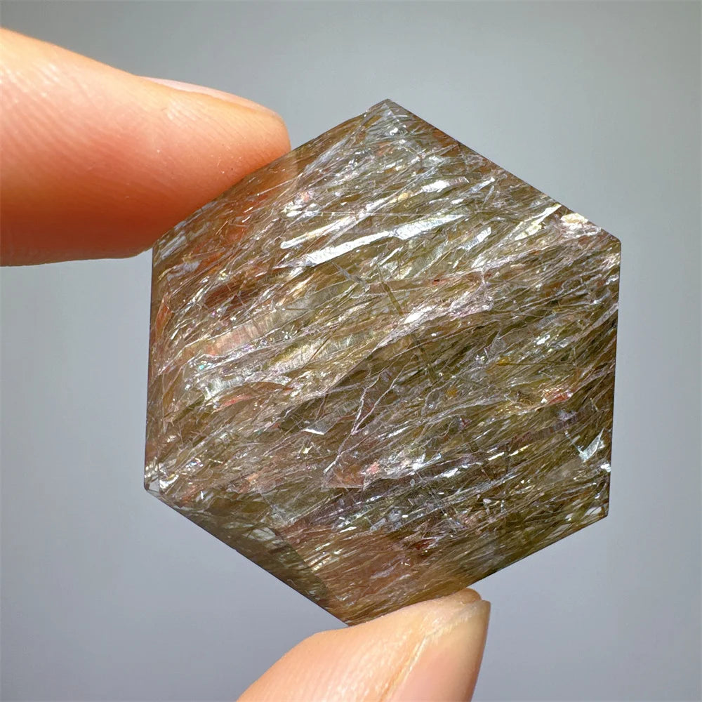 Green Tourmaline Rutile Hexagon-ToShay.org