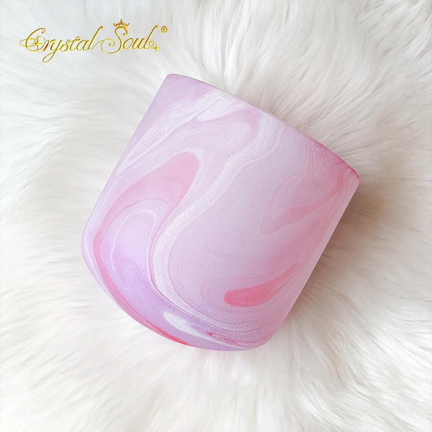 Pink Frosted Crystal Singing Bowl-ToShay.org