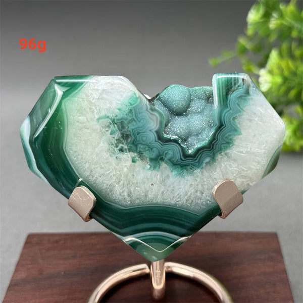 Green Cherry Blossom Agate Heart-ToShay.org