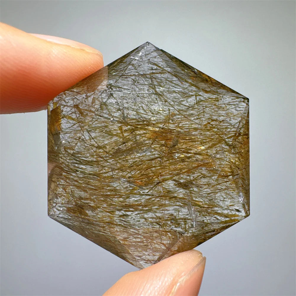 Green Tourmaline Rutile Hexagon-ToShay.org
