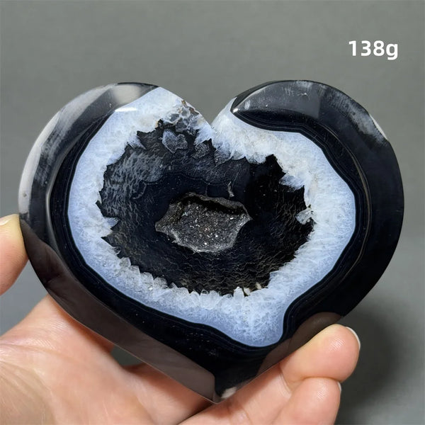 Black Agate Geode Heart-ToShay.org