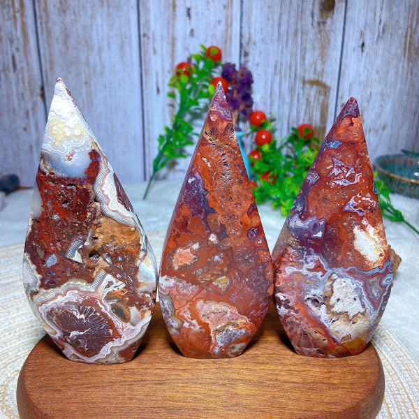 Red White Agate Druzy Flame-ToShay.org