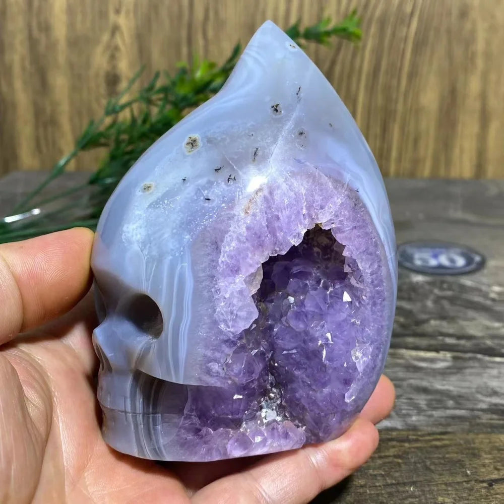 Purple Amethyst Agate Skull-ToShay.org