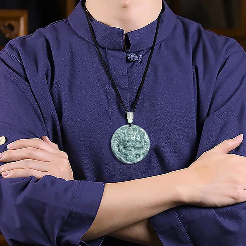 Blue Jadeite Dragon Pendant-ToShay.org